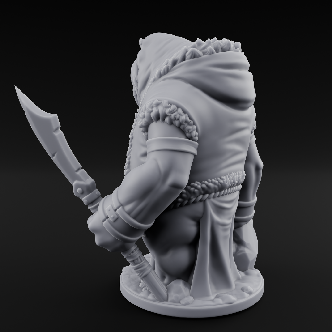 Belly Out Prowling Walrusfolk Hunters Miniature for Dungeons and Dragons, Pathfinder or other TTRPGs