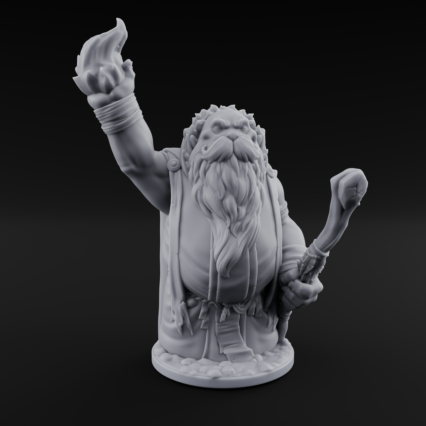 Flame Tossing Walrusfolk Mage Miniature for Dungeons and Dragons, Pathfinder or other TTRPGs