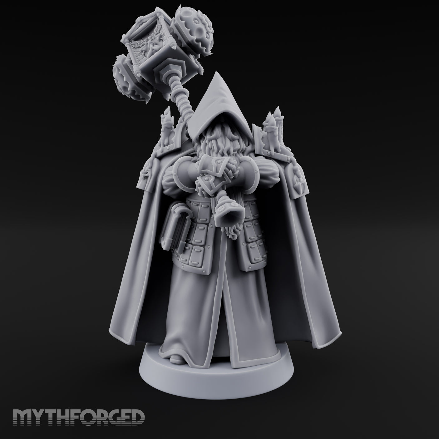 Hammer Resting Hooded Cleric Miniature for Dungeons and Dragons, Pathfinder or other TTRPGs