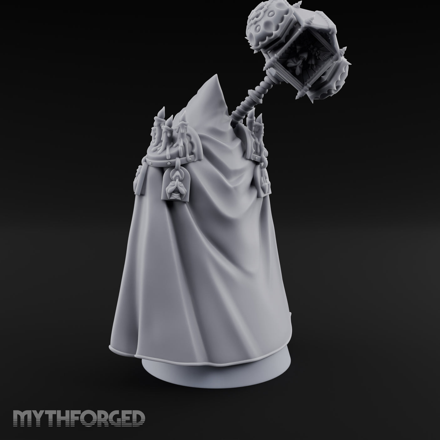 Hammer Resting Hooded Cleric Miniature for Dungeons and Dragons, Pathfinder or other TTRPGs
