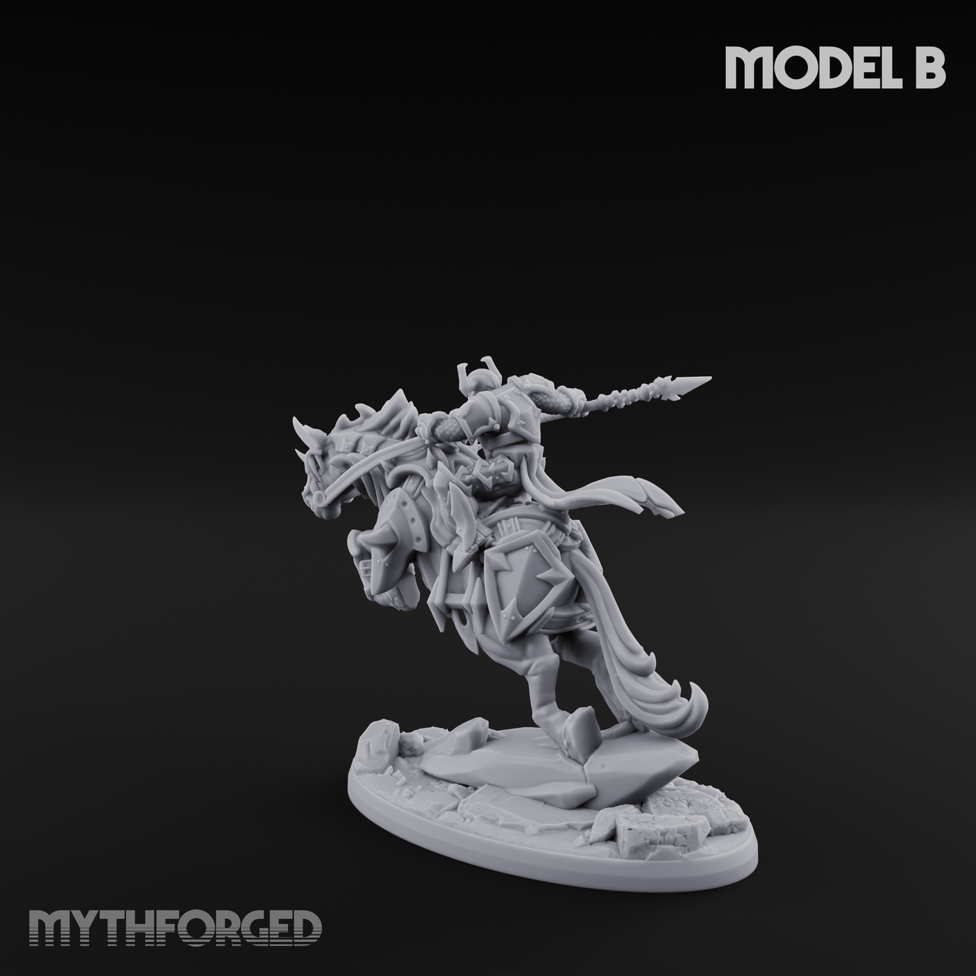 Fist Raised Triumphant War Stallion Warlord B Miniature for Dungeons and Dragons, Pathfinder or other TTRPGs