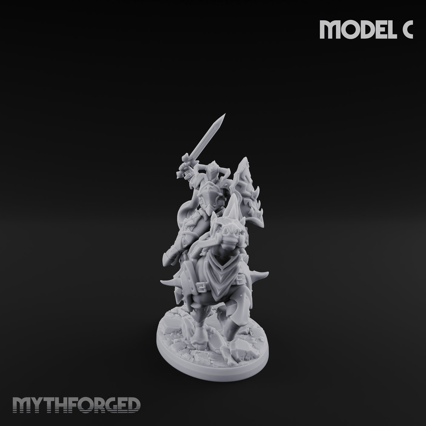 Fist Raised Triumphant War Stallion Warlord C Miniature for Dungeons and Dragons, Pathfinder or other TTRPGs