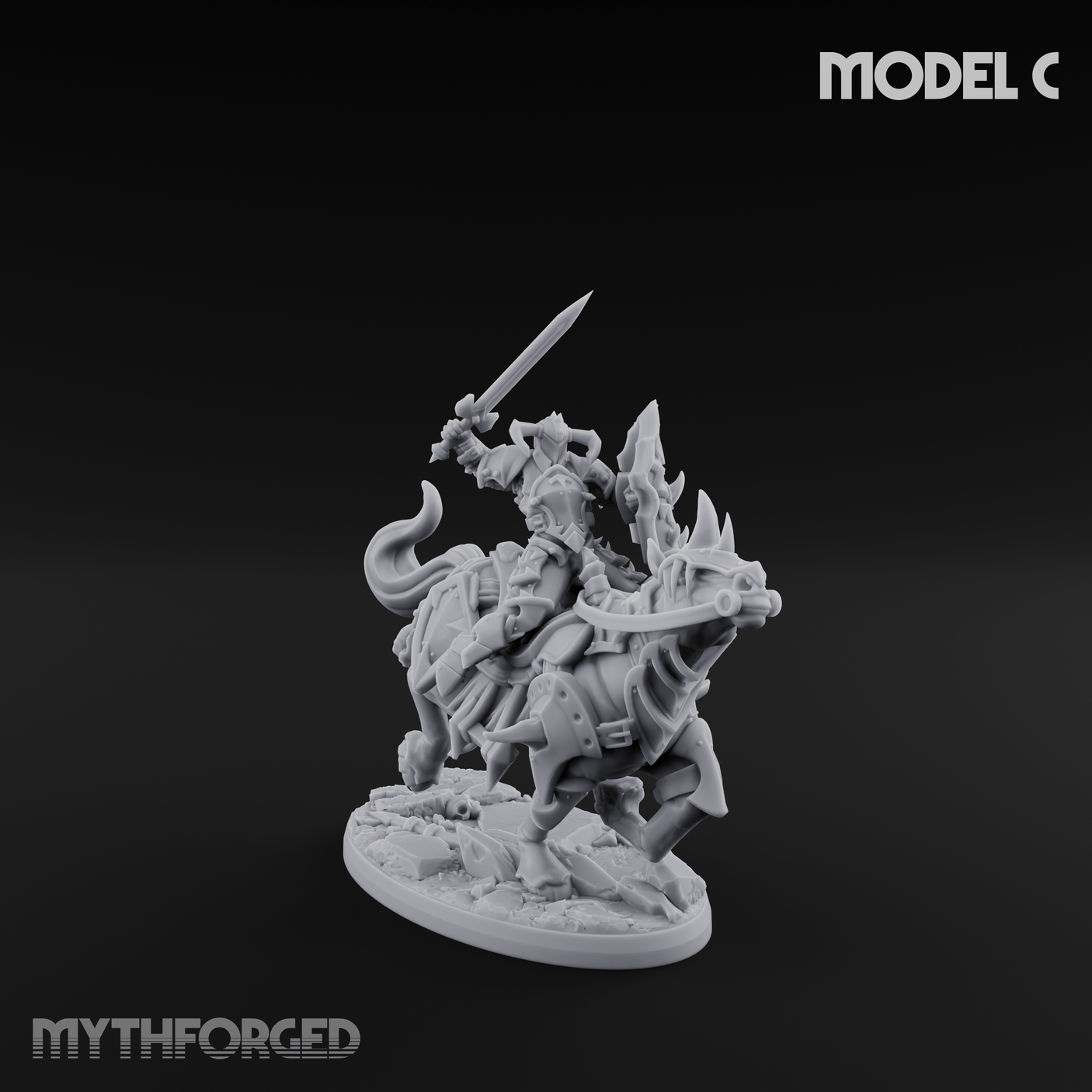Fist Raised Triumphant War Stallion Warlord C Miniature for Dungeons and Dragons, Pathfinder or other TTRPGs