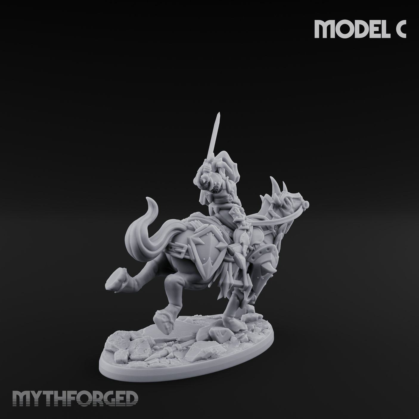 Fist Raised Triumphant War Stallion Warlord C Miniature for Dungeons and Dragons, Pathfinder or other TTRPGs