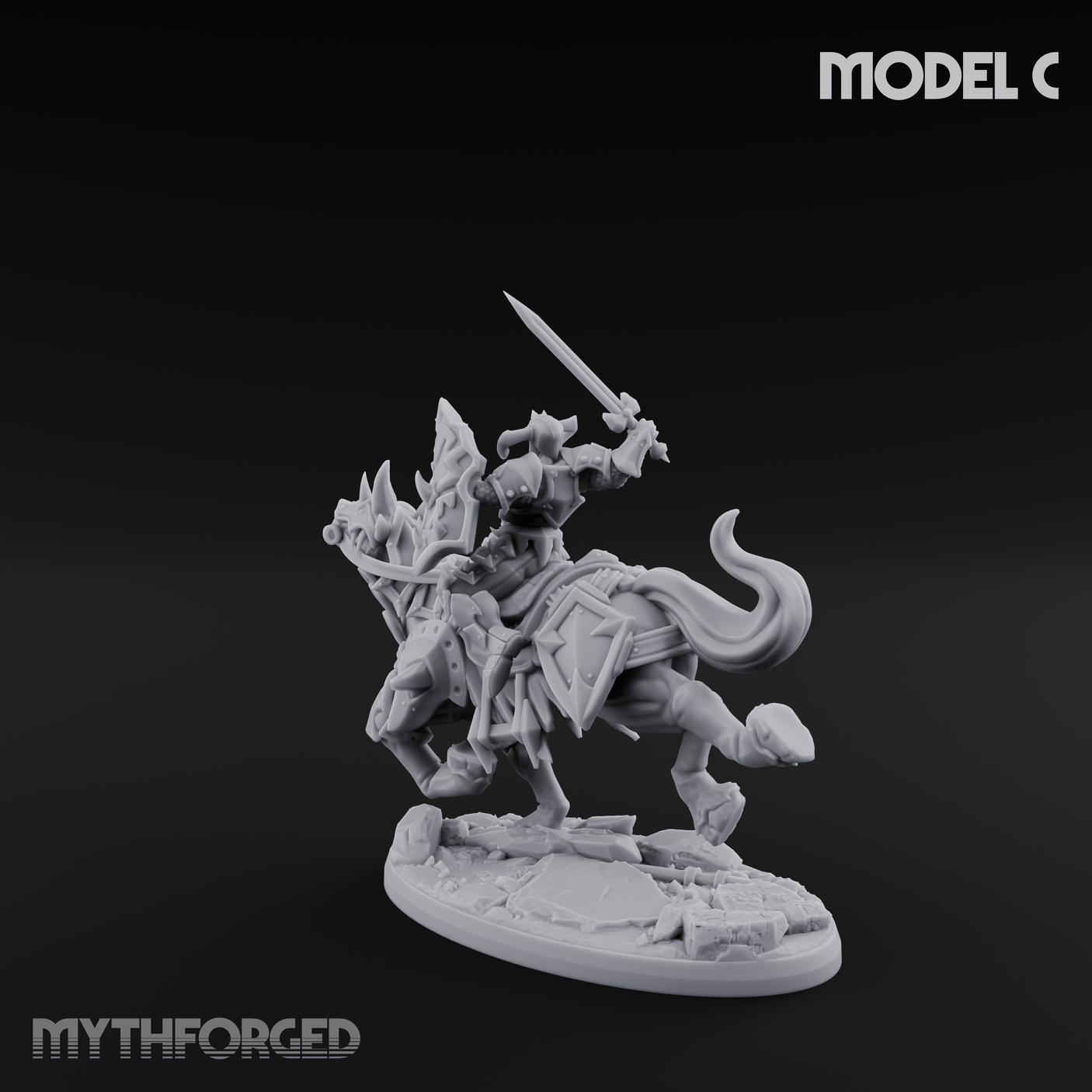 Fist Raised Triumphant War Stallion Warlord C Miniature for Dungeons and Dragons, Pathfinder or other TTRPGs