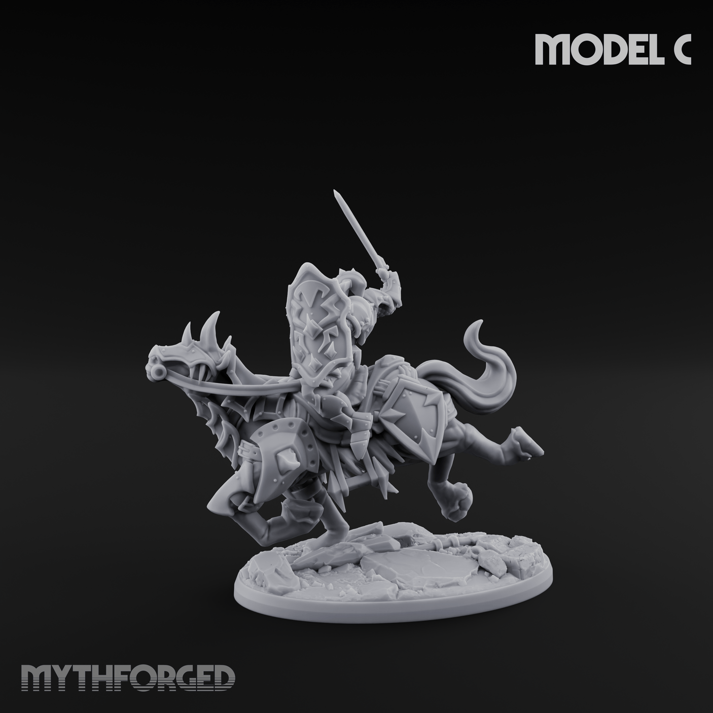 Fist Raised Triumphant War Stallion Warlord C Miniature for Dungeons and Dragons, Pathfinder or other TTRPGs