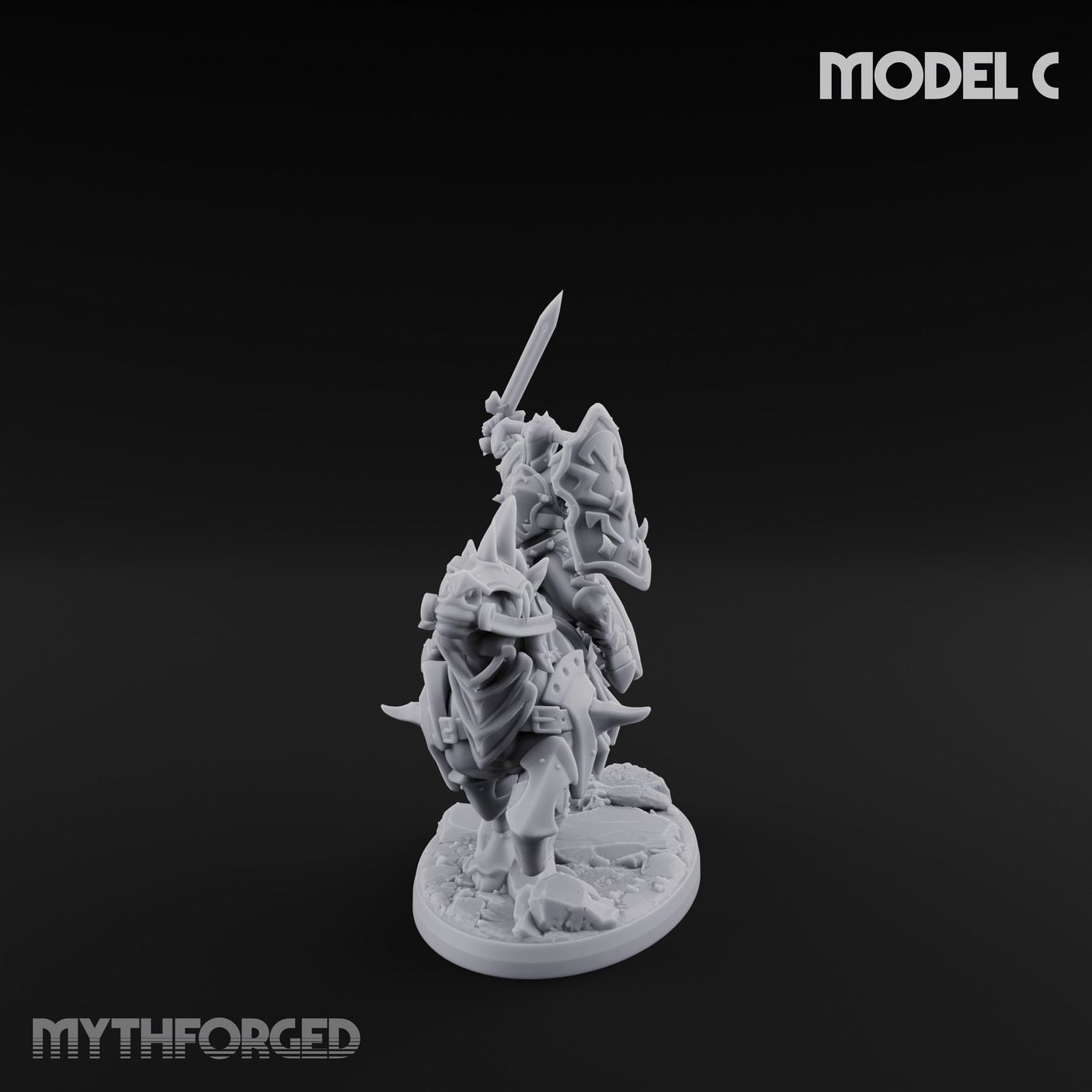 Fist Raised Triumphant War Stallion Warlord C Miniature for Dungeons and Dragons, Pathfinder or other TTRPGs