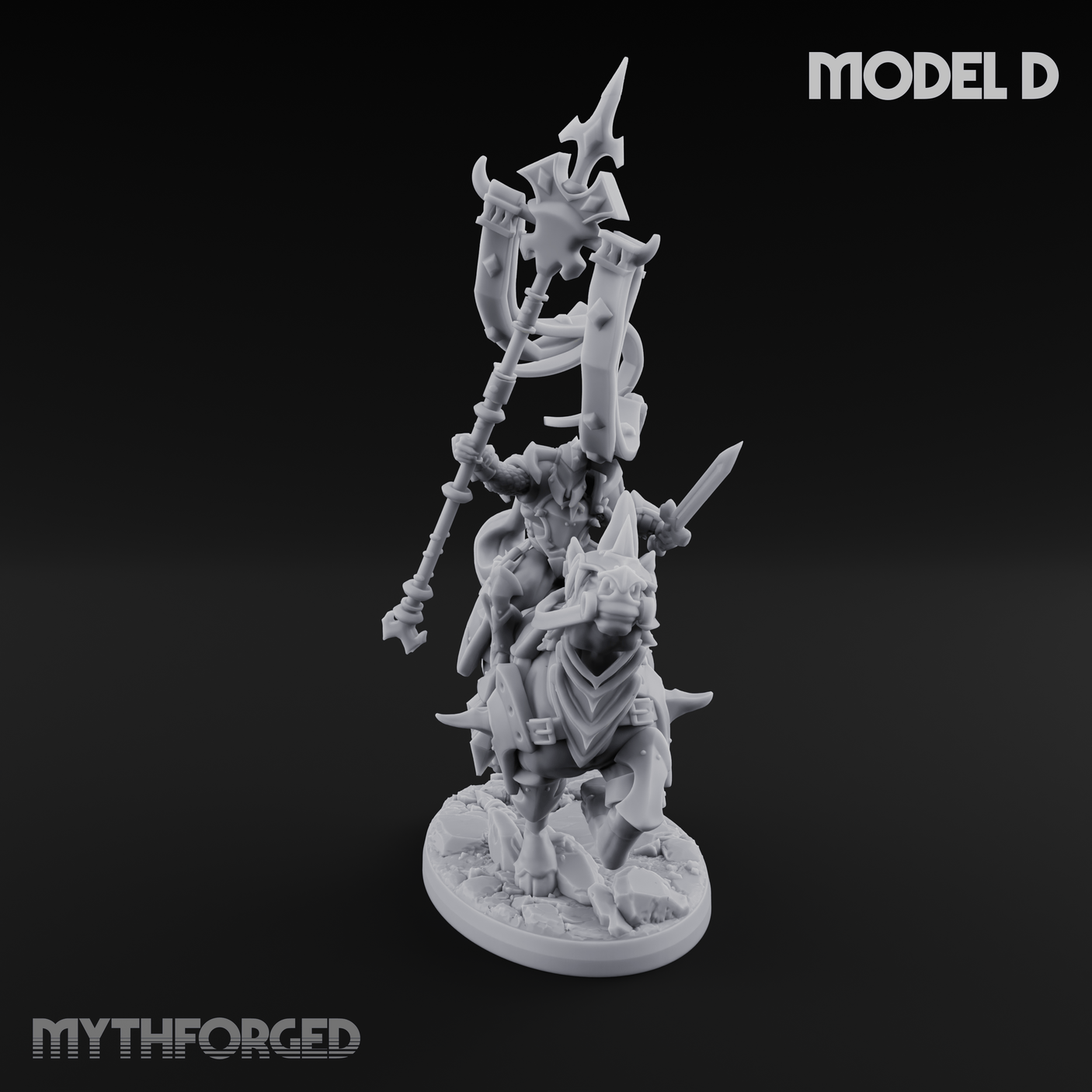 Fist Raised Triumphant War Stallion Warlord Miniature for Dungeons and Dragons, Pathfinder or other TTRPGs