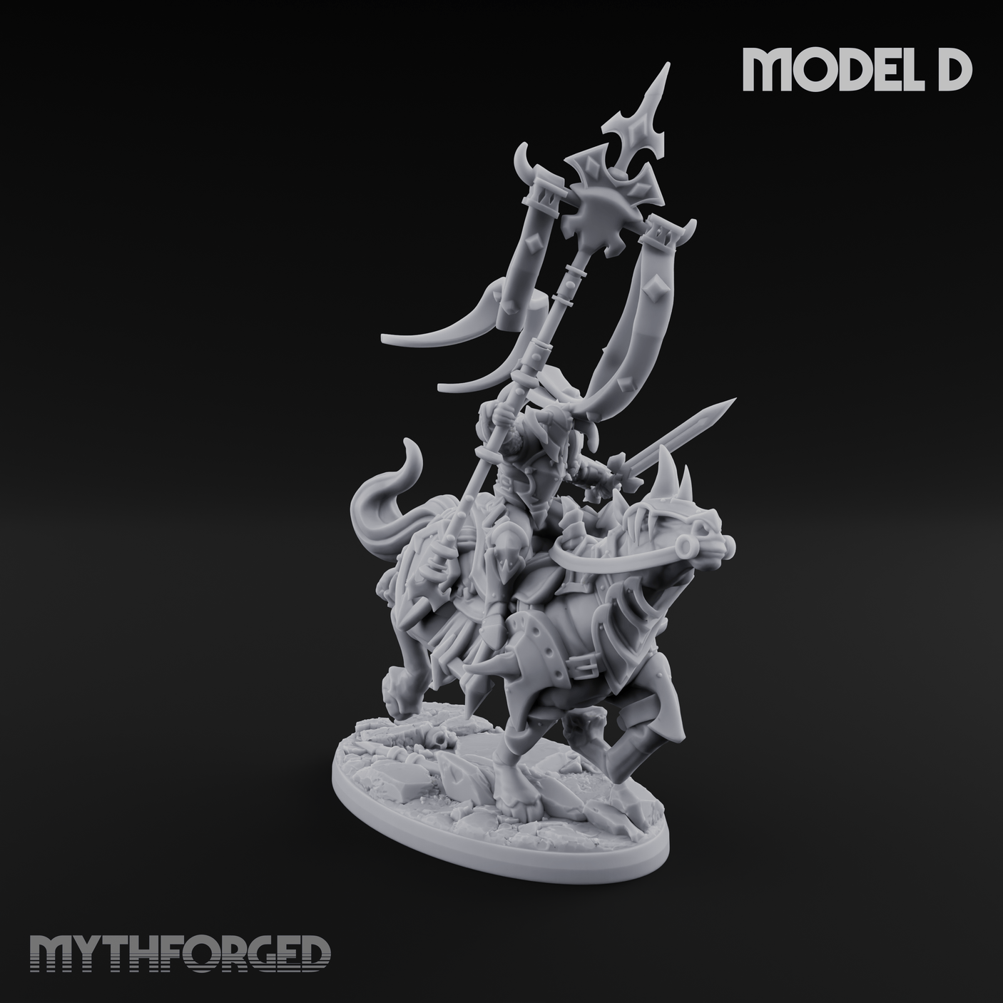 Fist Raised Triumphant War Stallion Warlord Miniature for Dungeons and Dragons, Pathfinder or other TTRPGs