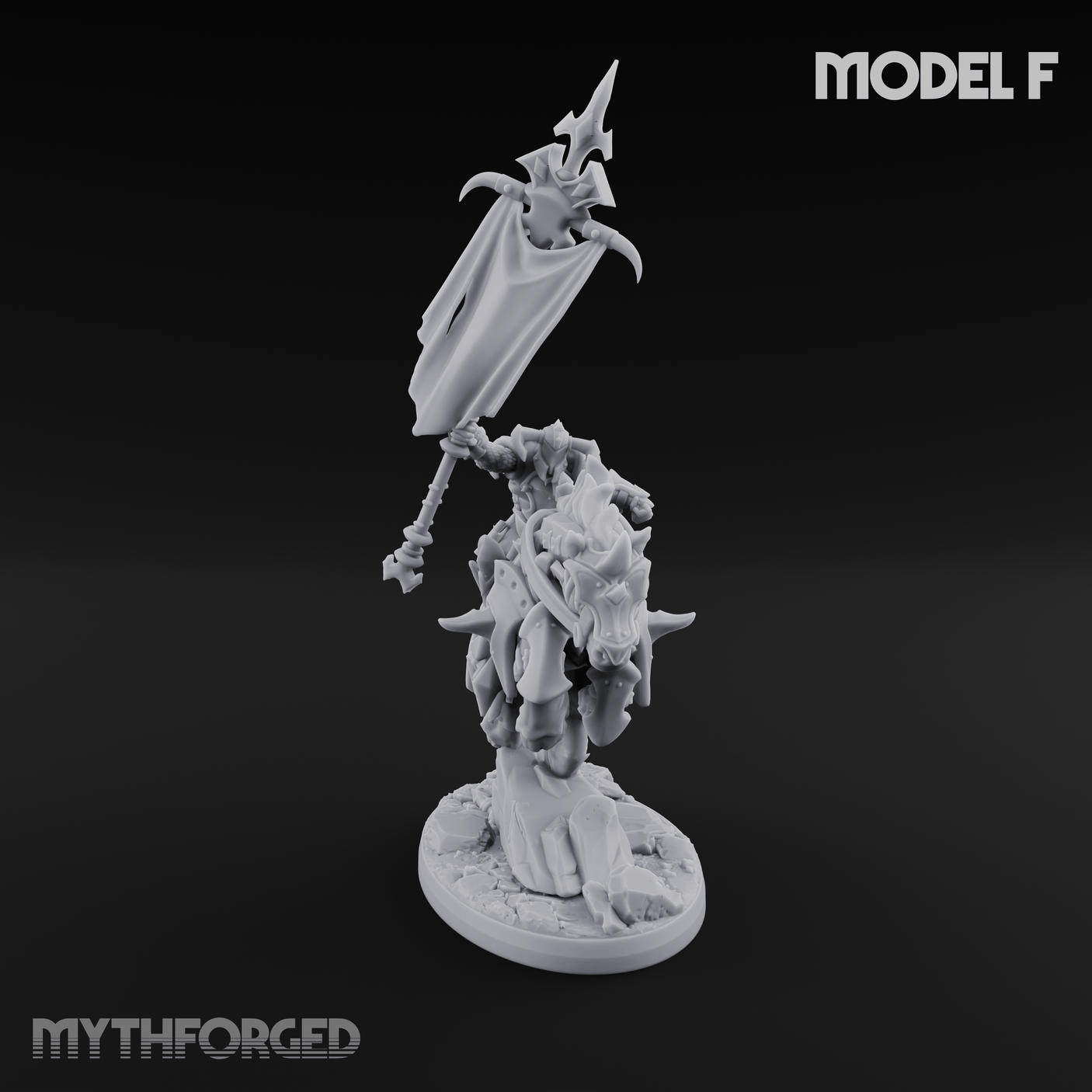 Fist Raised Triumphant War Stallion Warlord Miniature for Dungeons and Dragons, Pathfinder or other TTRPGs
