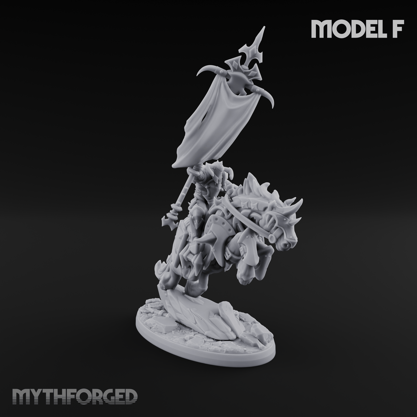 Fist Raised Triumphant War Stallion Warlord Miniature for Dungeons and Dragons, Pathfinder or other TTRPGs