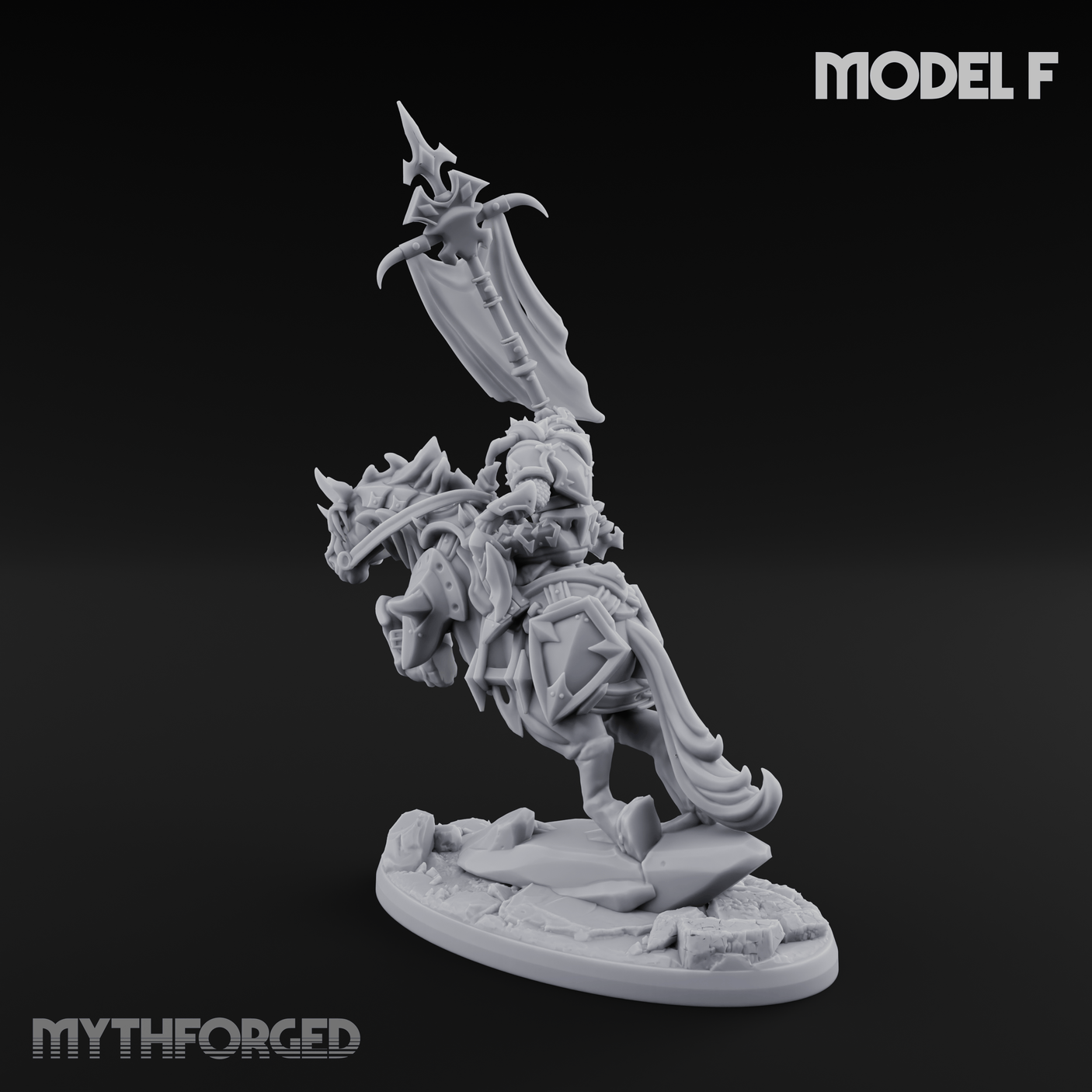 Fist Raised Triumphant War Stallion Warlord F Miniature for Dungeons and Dragons, Pathfinder or other TTRPGs