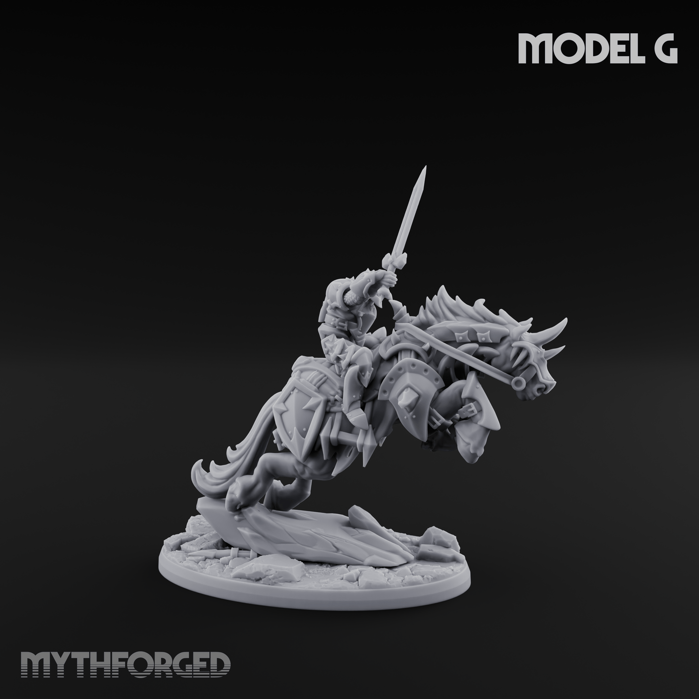 Fist Raised Triumphant War Stallion Warlord G Miniature for Dungeons and Dragons, Pathfinder or other TTRPGs