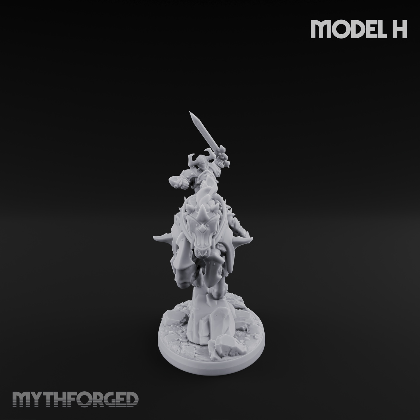 Fist Raised Triumphant War Stallion Warlord H Miniature for Dungeons and Dragons, Pathfinder or other TTRPGs