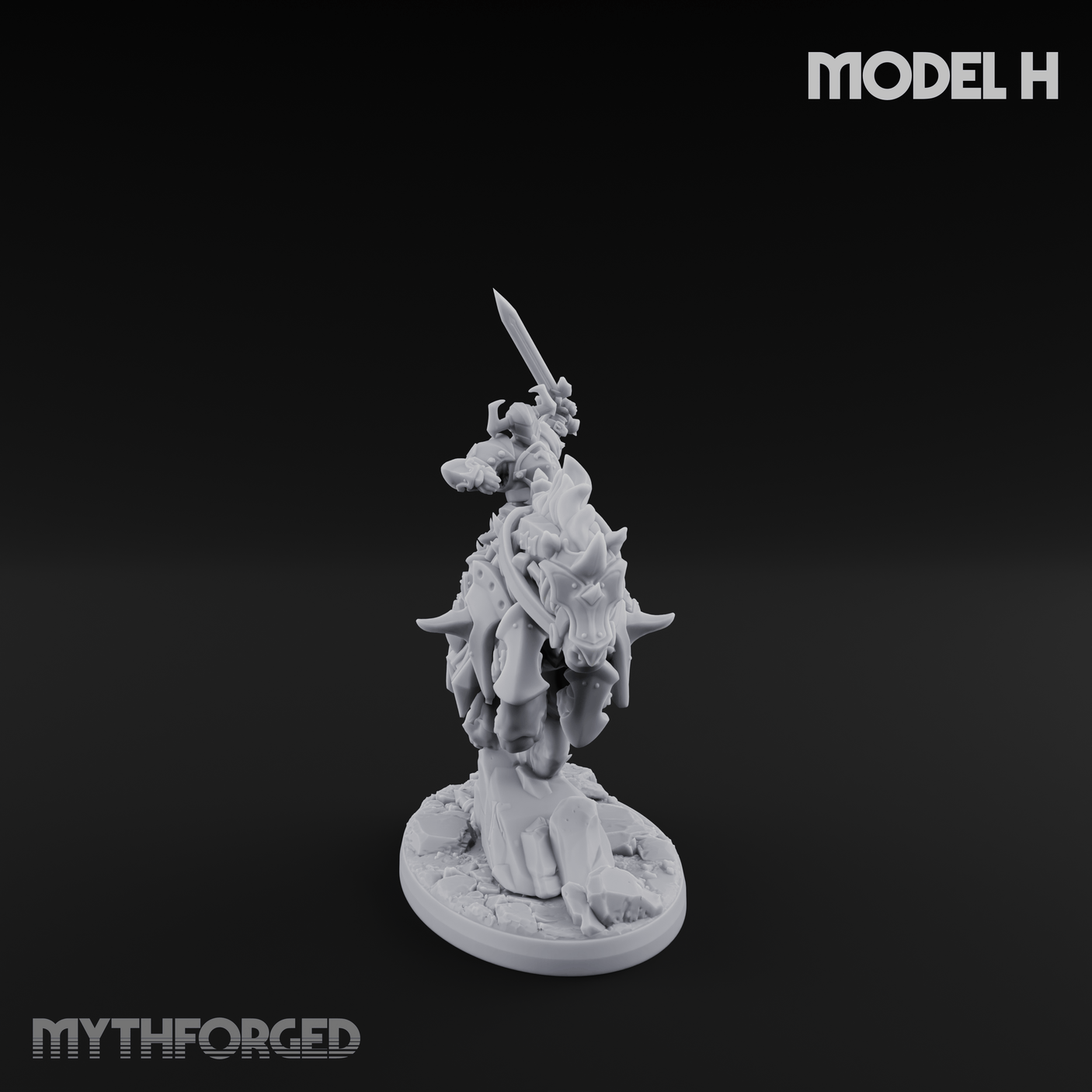 Fist Raised Triumphant War Stallion Warlord H Miniature for Dungeons and Dragons, Pathfinder or other TTRPGs