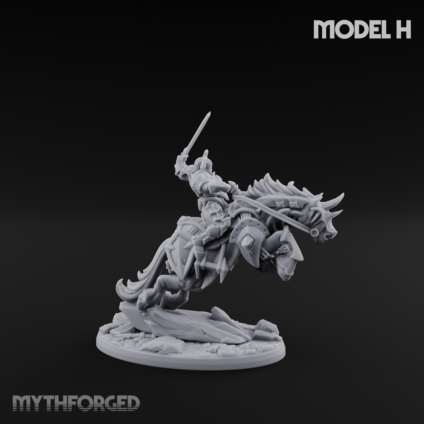 Fist Raised Triumphant War Stallion Warlord H Miniature for Dungeons and Dragons, Pathfinder or other TTRPGs