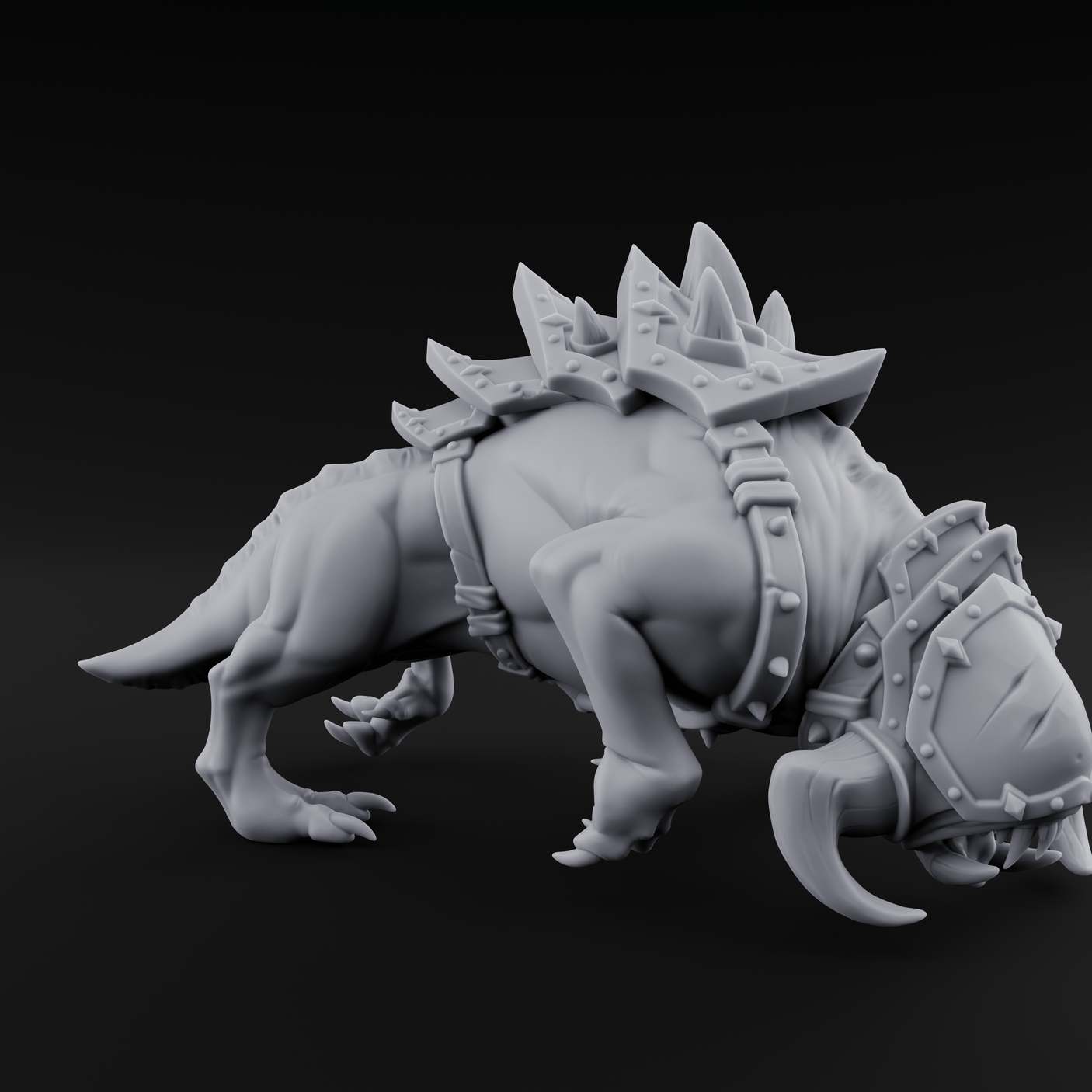 Muzzled And Snarling Hell Hound Warbeast Miniature for Dungeons and Dragons, Pathfinder or other TTRPGs