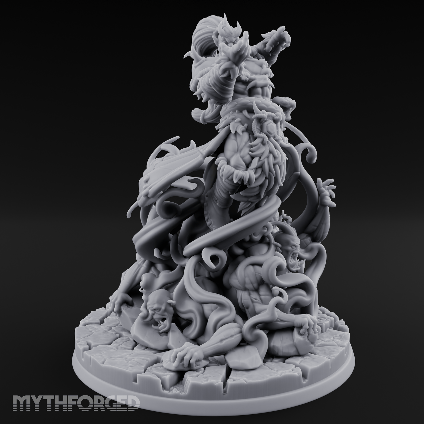 Tentacles Writhing Upward Orc Warlock Miniature for Dungeons and Dragons, Pathfinder or other TTRPGs