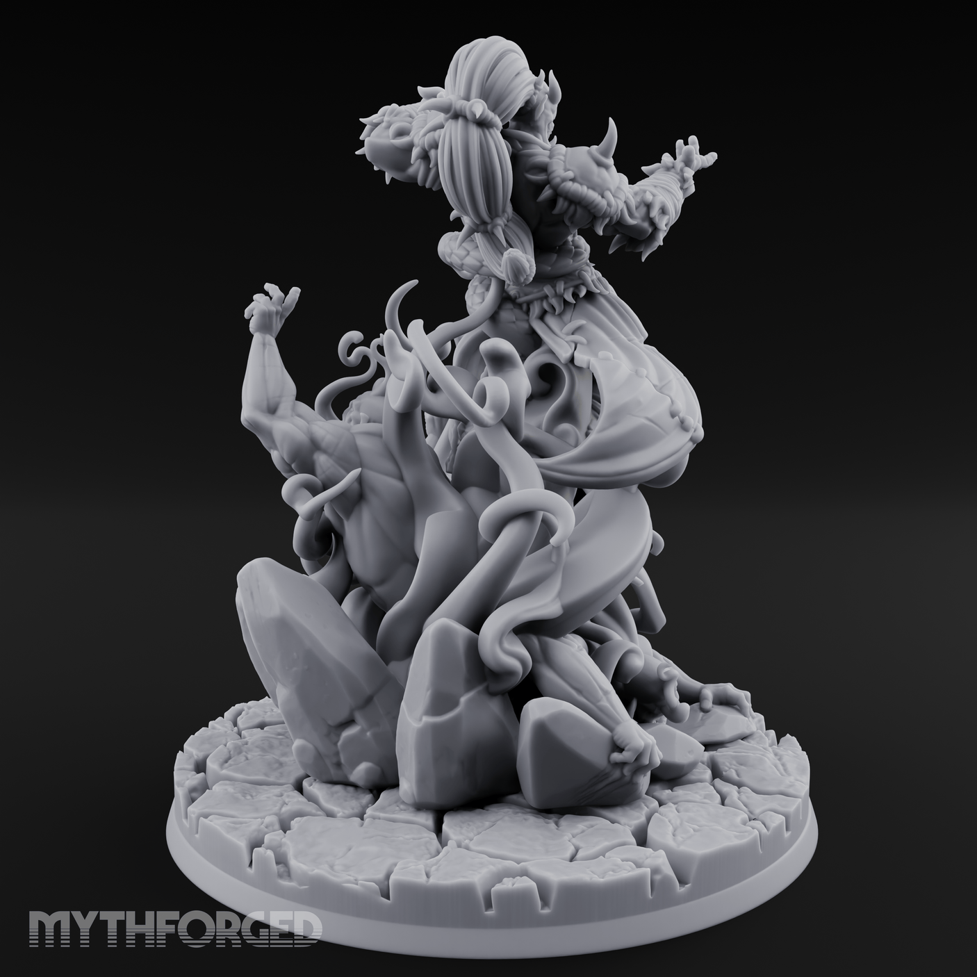 Tentacles Writhing Upward Orc Warlock Miniature for Dungeons and Dragons, Pathfinder or other TTRPGs