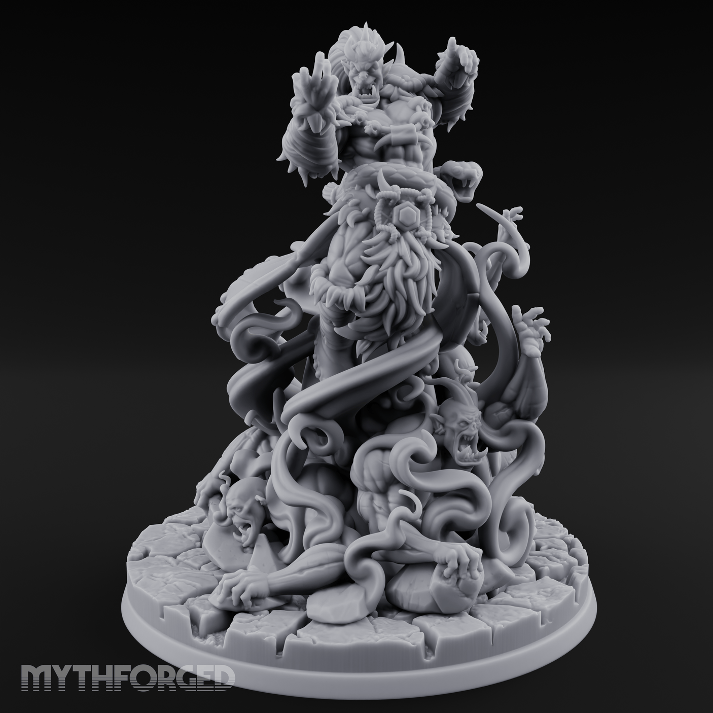 Tentacles Writhing Upward Orc Warlock Miniature for Dungeons and Dragons, Pathfinder or other TTRPGs