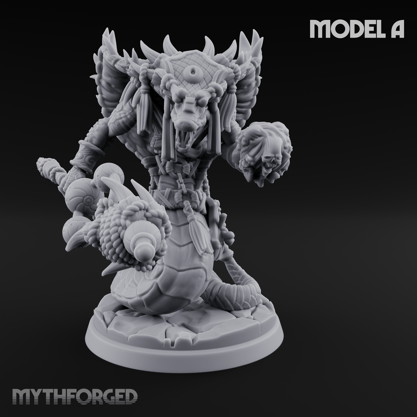 Skulls Dangling Naga Warlocks A Miniature for Dungeons and Dragons, Pathfinder or other TTRPGs