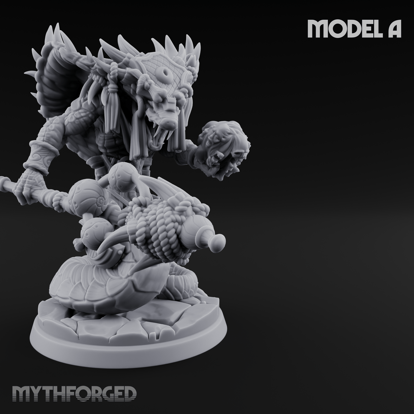 Skulls Dangling Naga Warlocks A Miniature for Dungeons and Dragons, Pathfinder or other TTRPGs