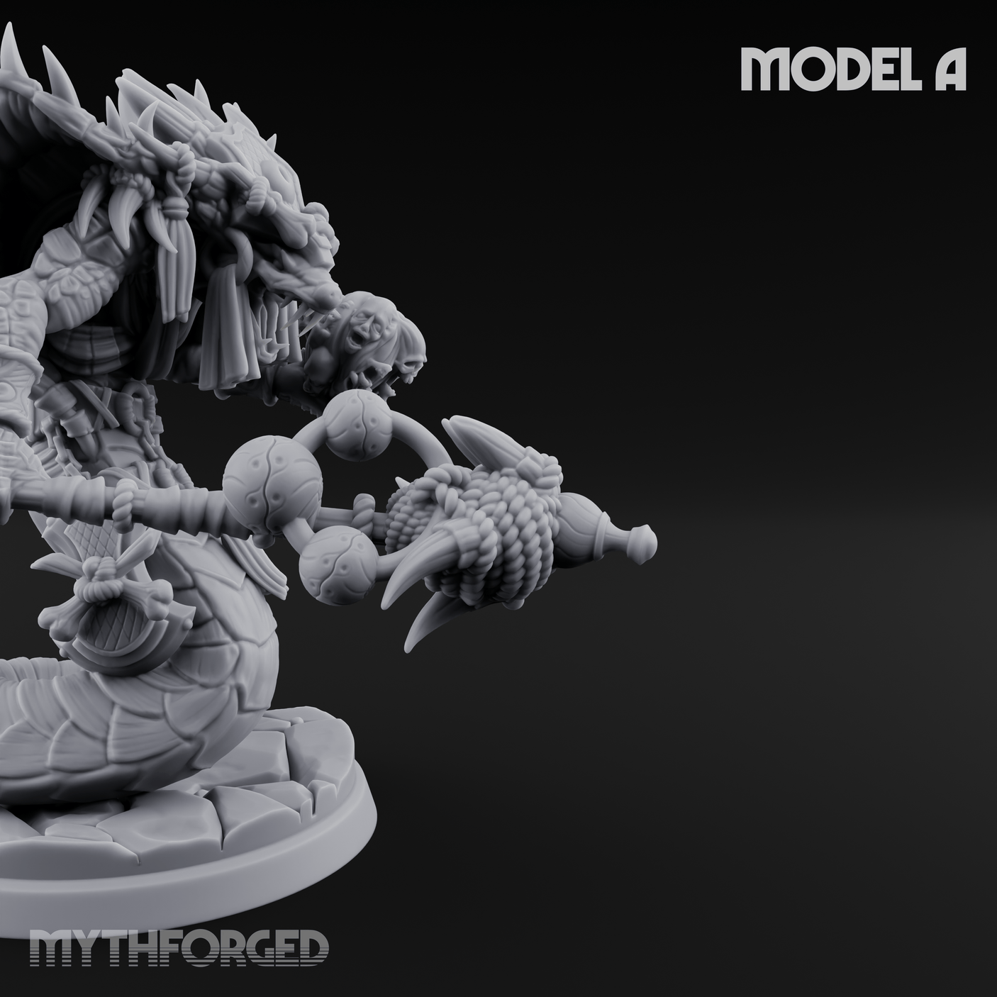 Skulls Dangling Naga Warlocks A Miniature for Dungeons and Dragons, Pathfinder or other TTRPGs