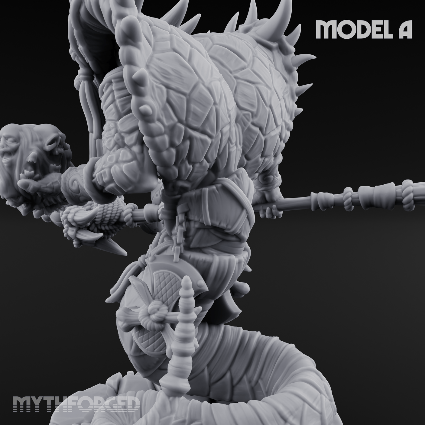 Skulls Dangling Naga Warlocks A Miniature for Dungeons and Dragons, Pathfinder or other TTRPGs