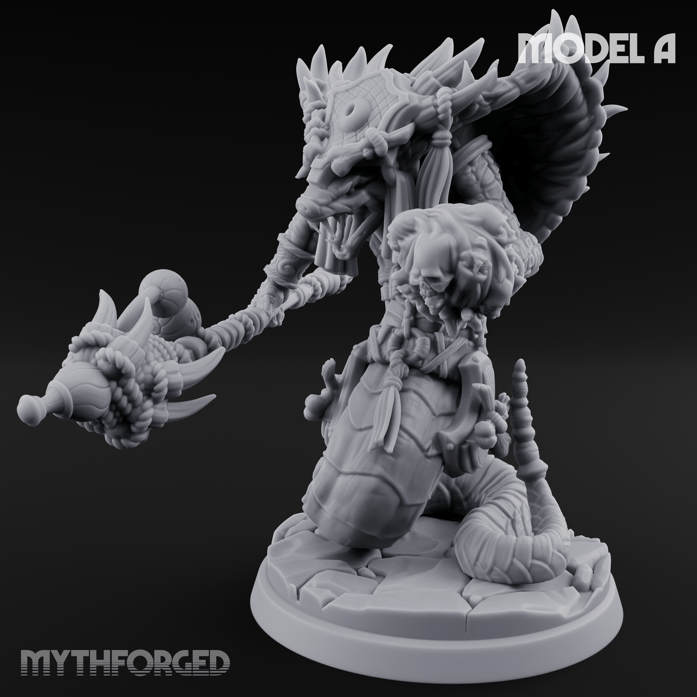Skulls Dangling Naga Warlocks A Miniature for Dungeons and Dragons, Pathfinder or other TTRPGs