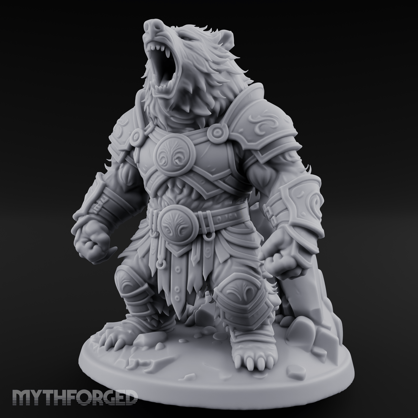 Roaring In Regalia Ursine Warrior Miniature for Dungeons and Dragons, Pathfinder or other TTRPGs