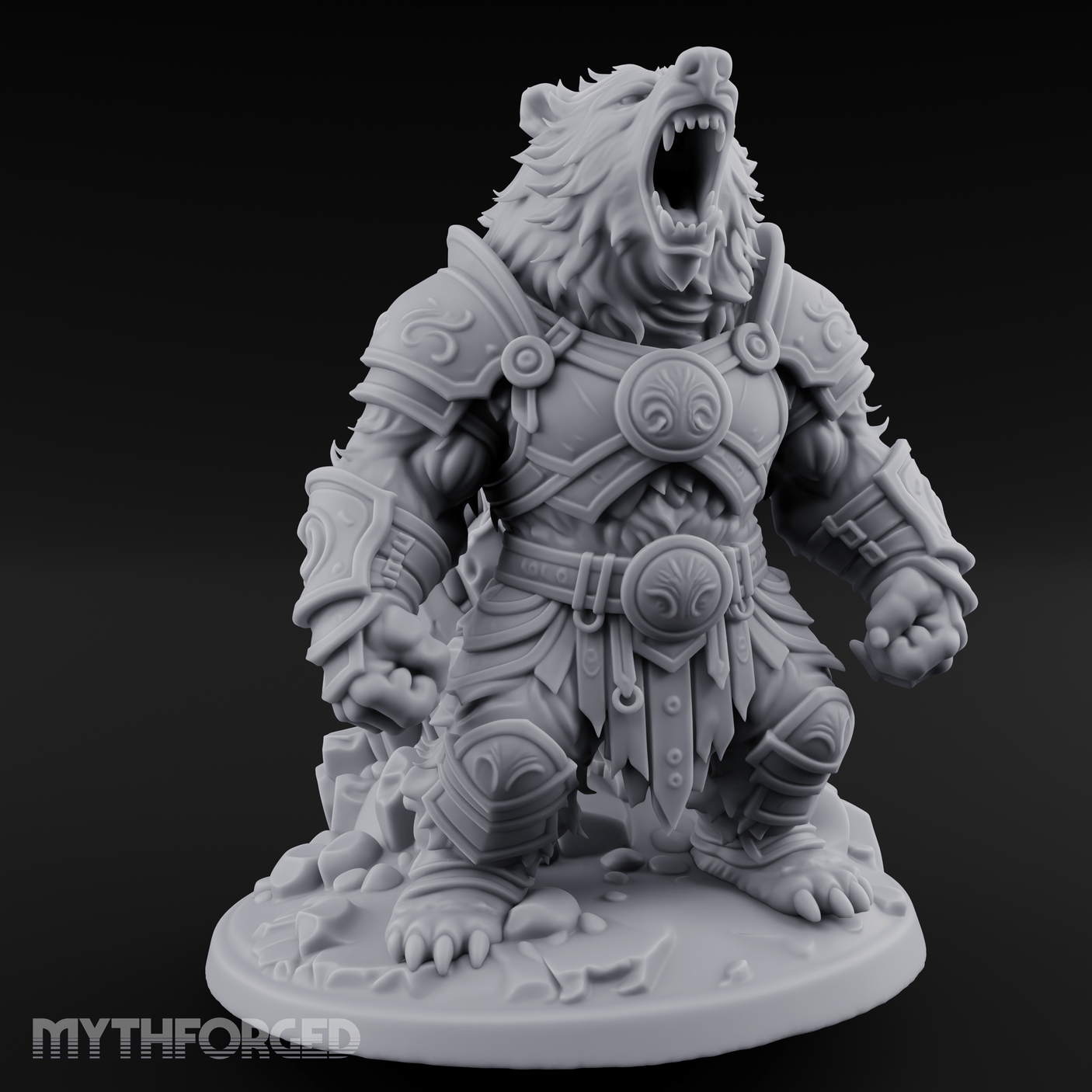 Roaring In Regalia Ursine Warrior Miniature for Dungeons and Dragons, Pathfinder or other TTRPGs
