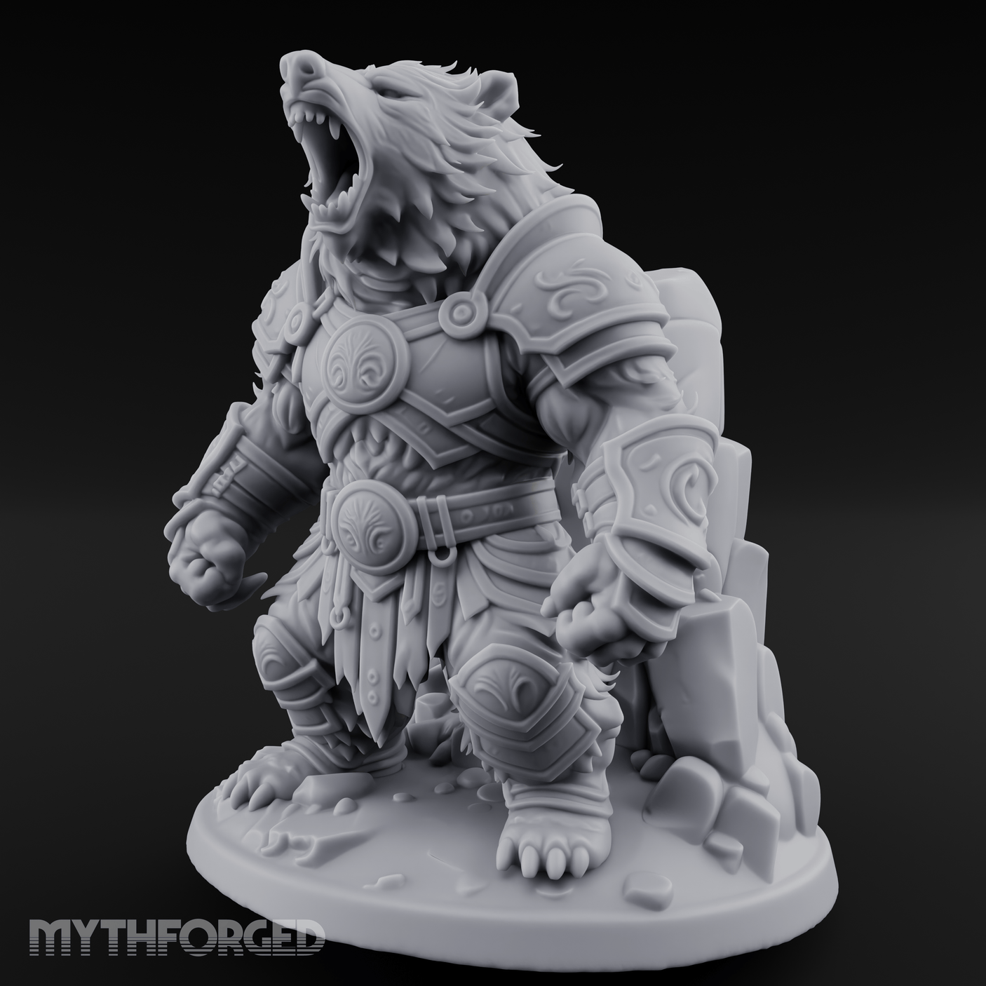 Roaring In Regalia Ursine Warrior Miniature for Dungeons and Dragons, Pathfinder or other TTRPGs