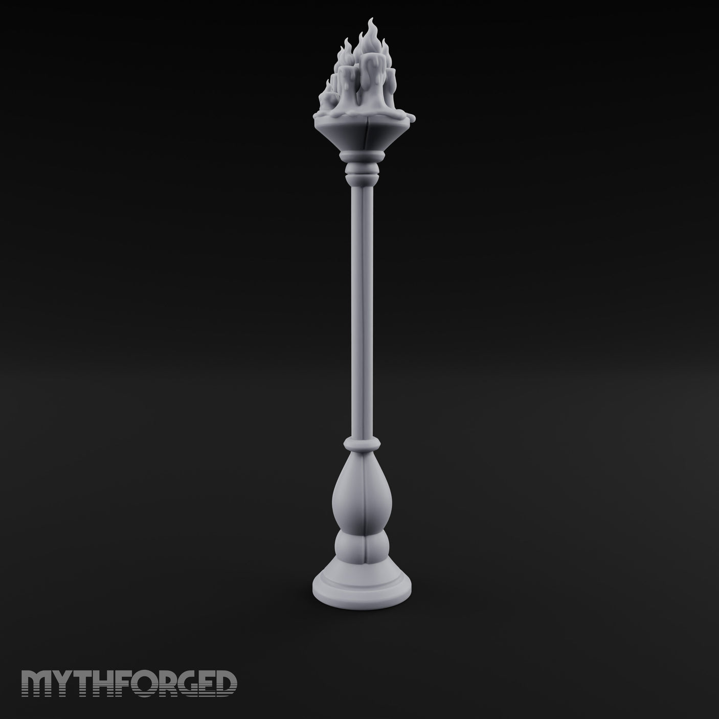 Wax-Dripped Flame-Crowned Candle Lamp Post Miniature for Dungeons and Dragons, Pathfinder or other TTRPGs