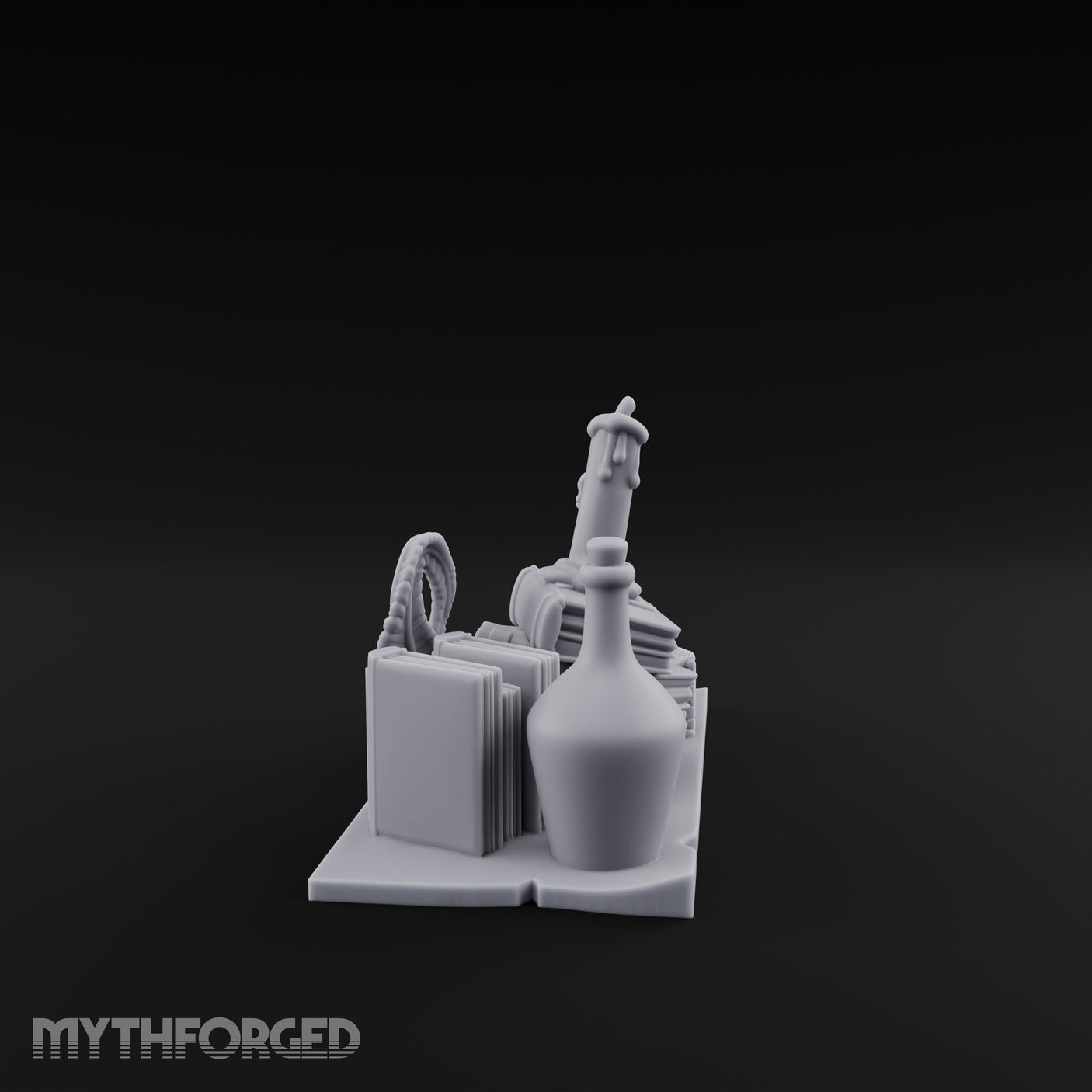 Wax-Dripped Tome-Leaned Scholar's Desk Clutter Set Miniature for Dungeons and Dragons, Pathfinder or other TTRPGs