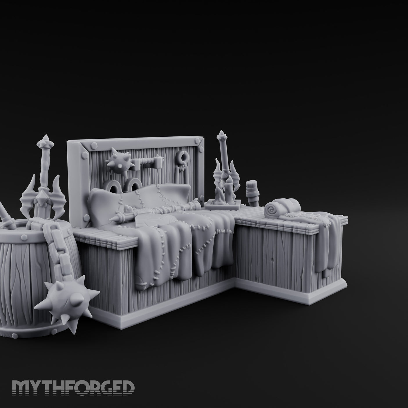 Weapon-Hung Chain-Stitched Warlord's Bed Chamber Set gallery 3