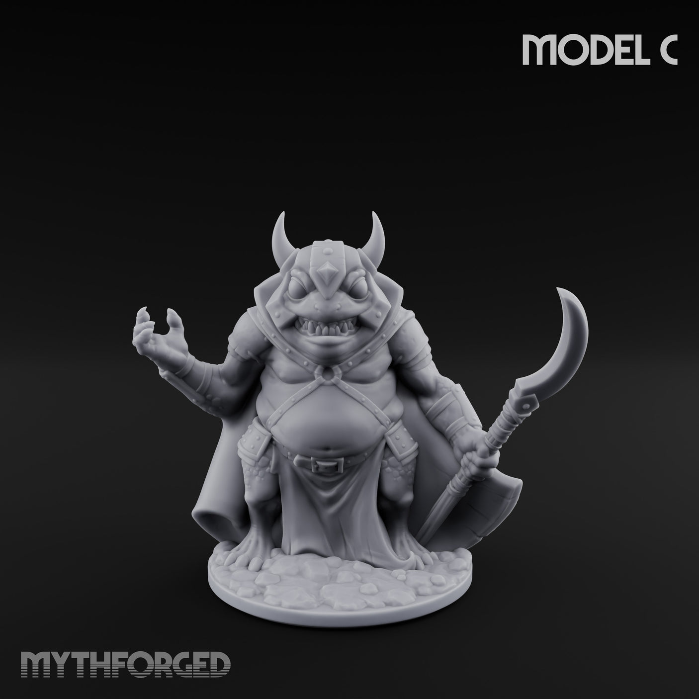 Weapon Wielding Bullywug Guard Model C Miniature for Dungeons and Dragons, Pathfinder or other TTRPGs