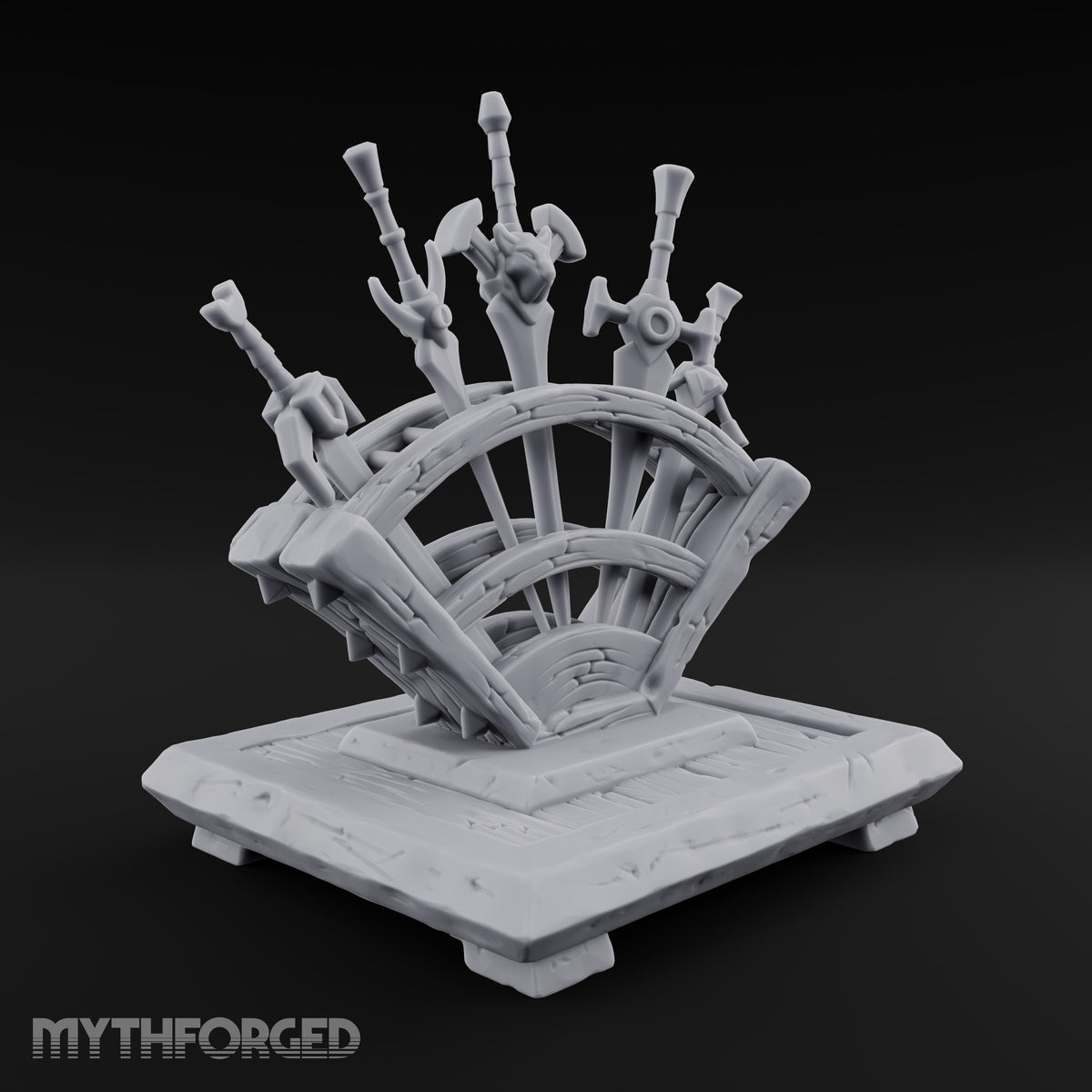 Five Blades, One Fan Wooden Sword Display Rack — Stocked