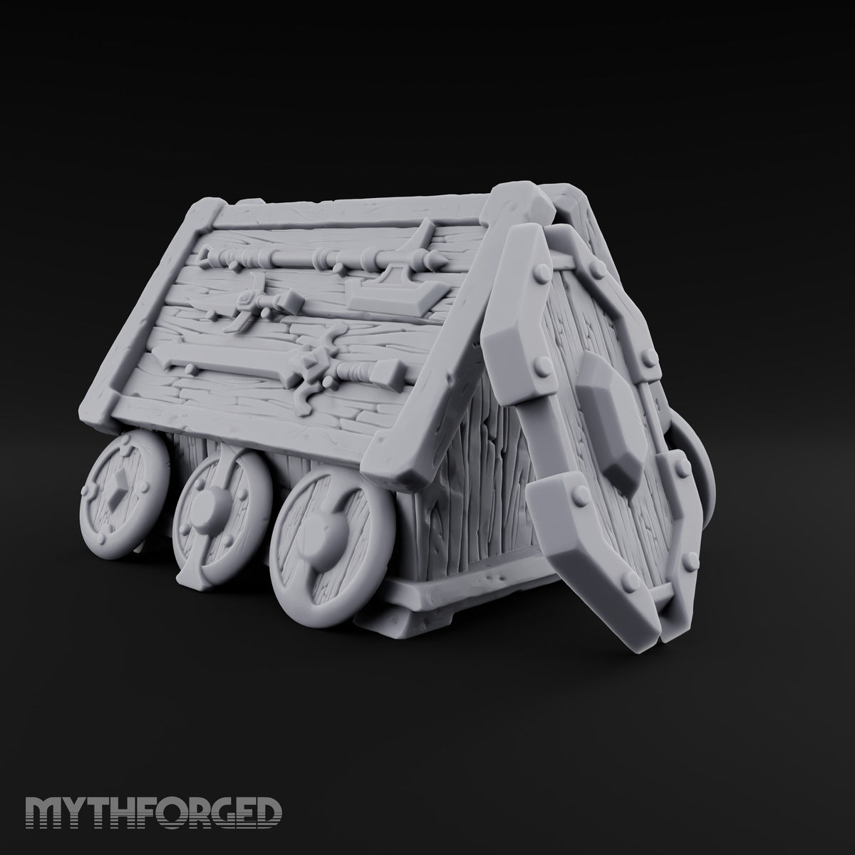 Wheels Fitted, Arsenal Hidden Wooden Weapons Crate on Wheels — Stocked
