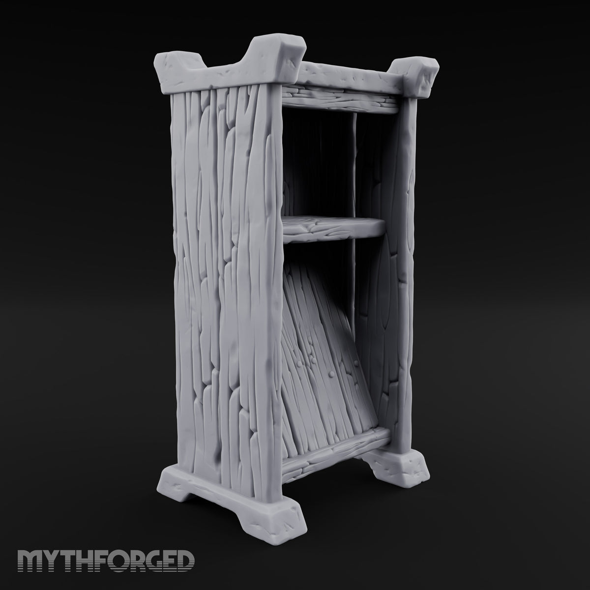 Hang the Helm, Sharpen the Curve Wooden Weapons Display Rack — Empty