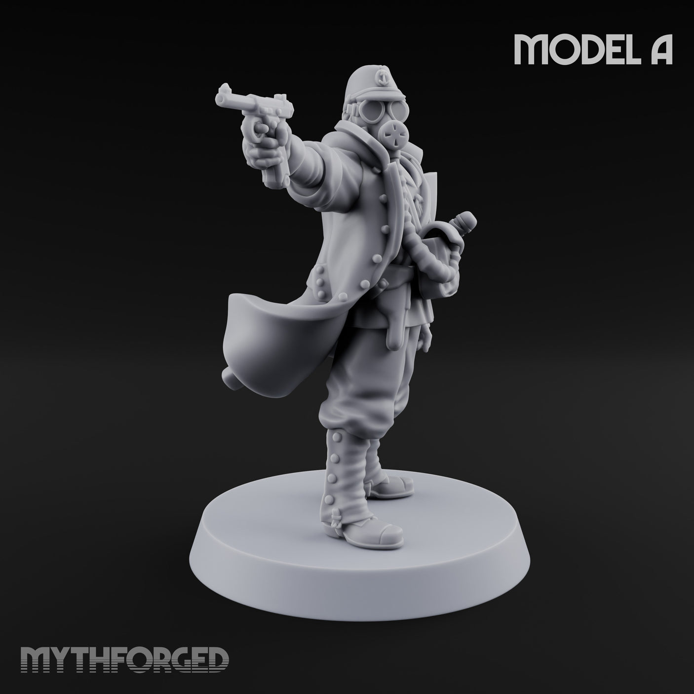 Weird War Gas Masked Gunning Japanese Trooper A Miniature for Dungeons and Dragons, Pathfinder or other TTRPGs