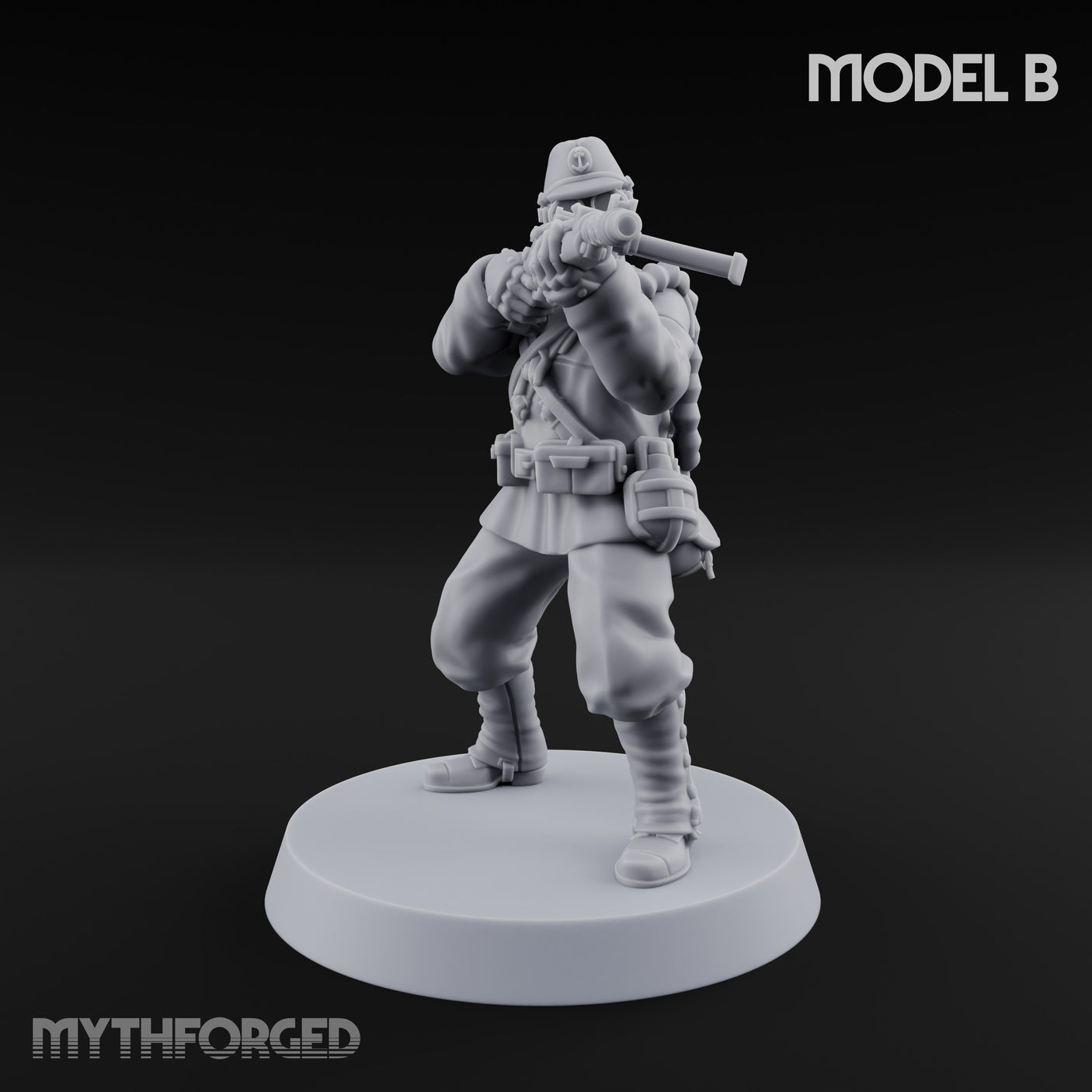 Weird War Gas Masked Gunning Japanese Trooper B Miniature for Dungeons and Dragons, Pathfinder or other TTRPGs