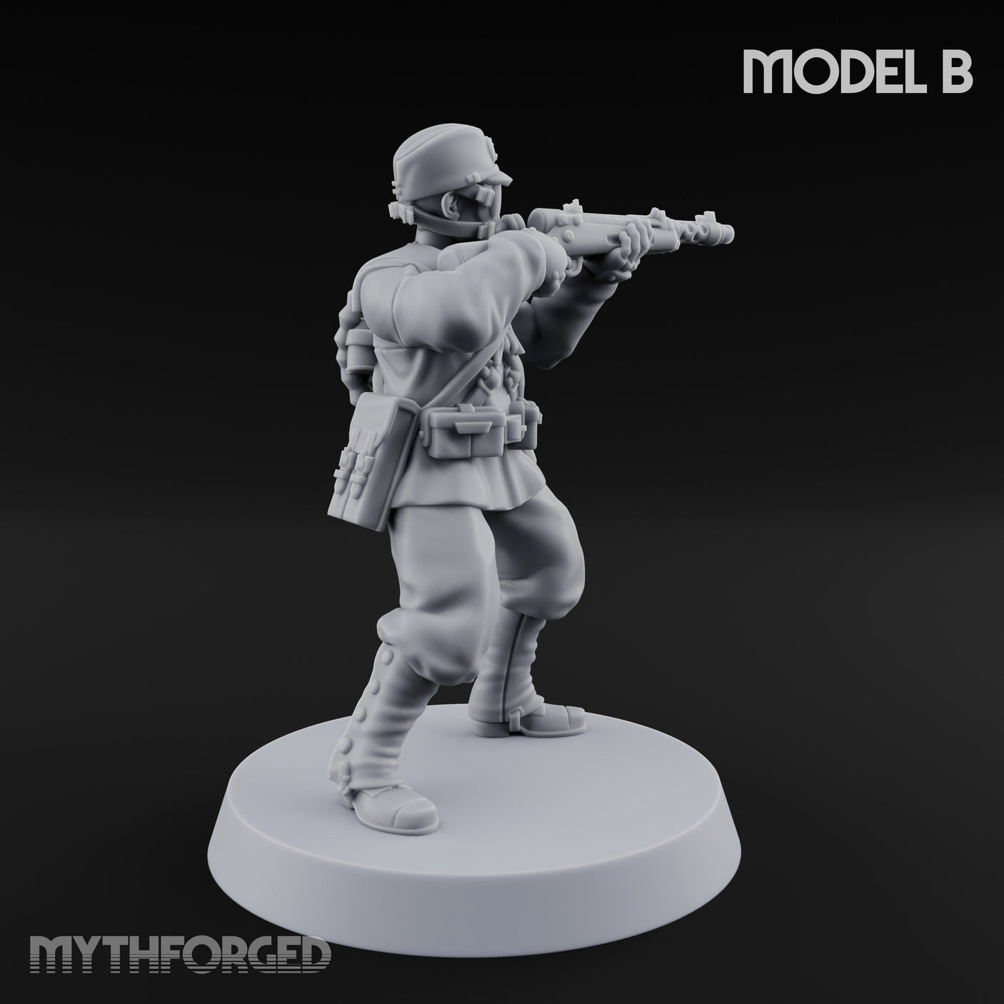 Weird War Gas Masked Gunning Japanese Trooper B Miniature for Dungeons and Dragons, Pathfinder or other TTRPGs