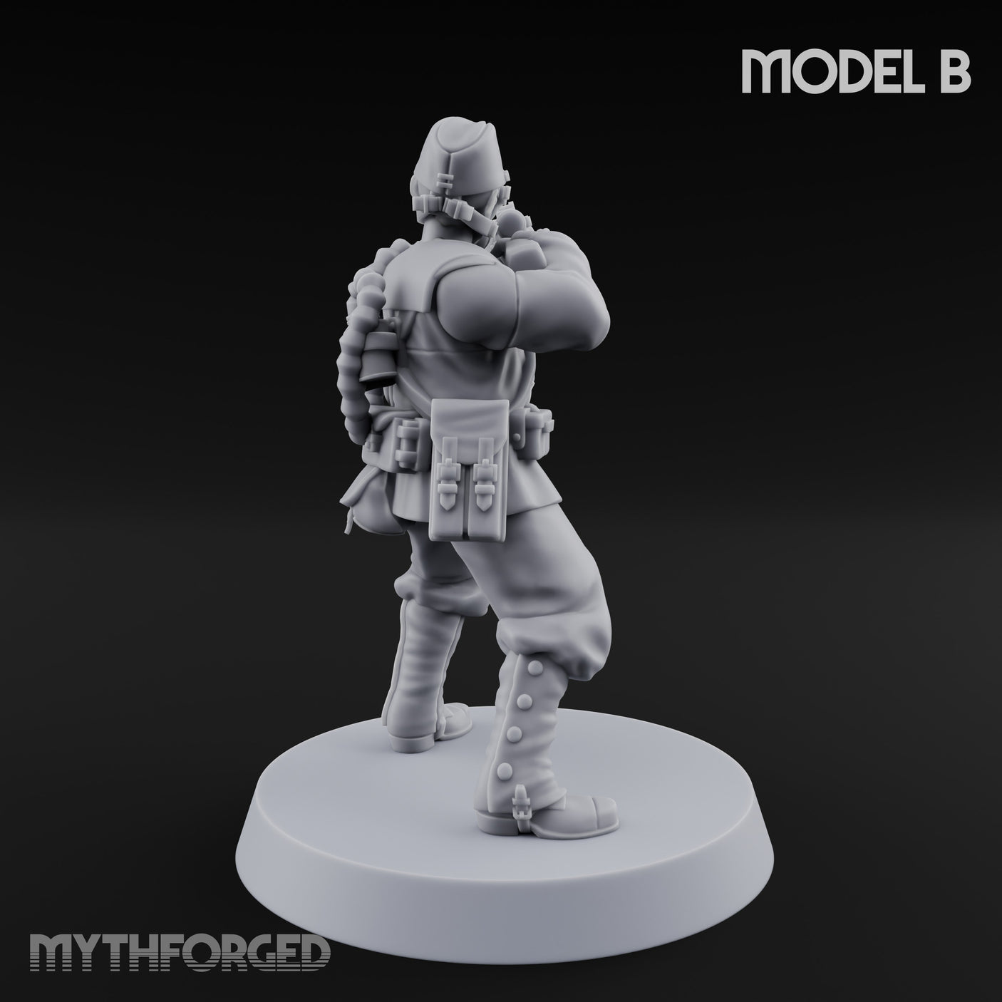 Weird War Gas Masked Gunning Japanese Trooper B Miniature for Dungeons and Dragons, Pathfinder or other TTRPGs