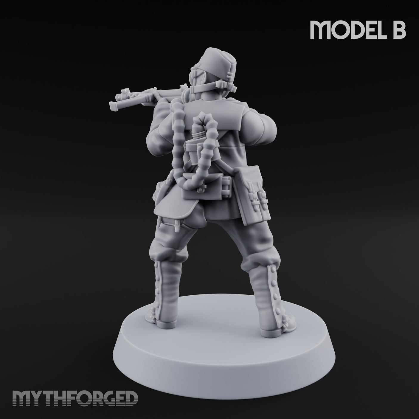 Weird War Gas Masked Gunning Japanese Trooper B Miniature for Dungeons and Dragons, Pathfinder or other TTRPGs
