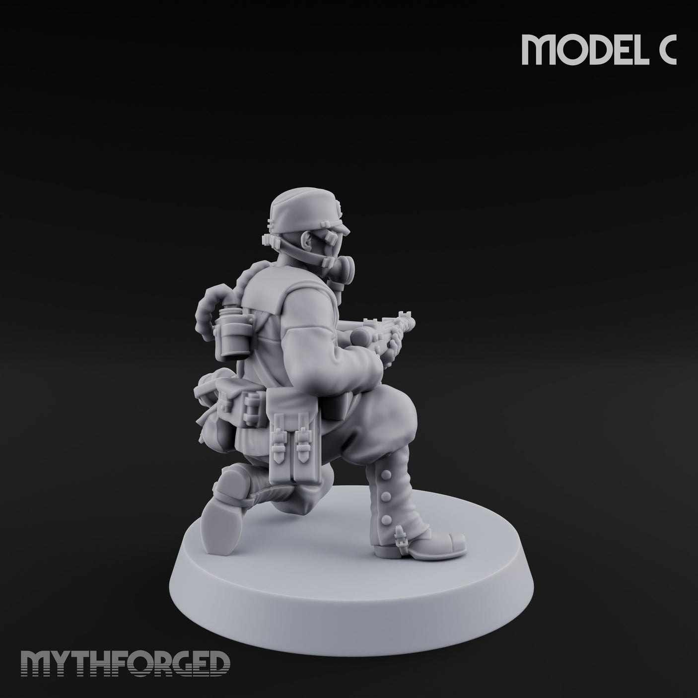 Weird War Gas Masked Gunning Japanese Trooper C Miniature for Dungeons and Dragons, Pathfinder or other TTRPGs