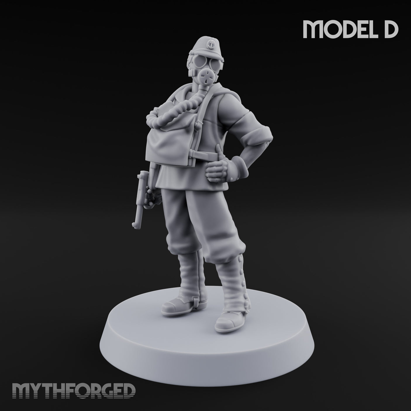 Weird War Gas Masked Gunning Japanese Trooper D Miniature for Dungeons and Dragons, Pathfinder or other TTRPGs