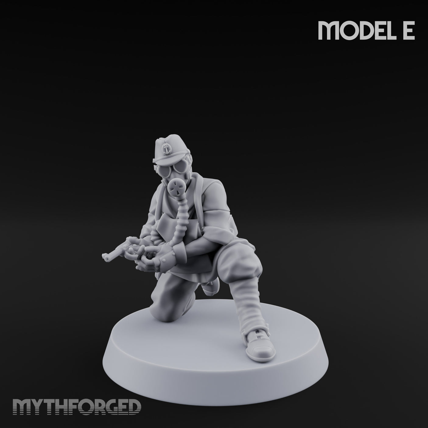 Weird War Gas Masked Gunning Japanese Trooper E Miniature for Dungeons and Dragons, Pathfinder or other TTRPGs