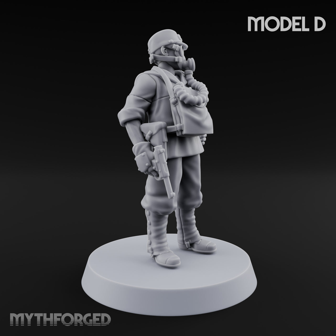 Weird War Gas Masked Gunning Japanese Troopers Miniature for Dungeons and Dragons, Pathfinder or other TTRPGs