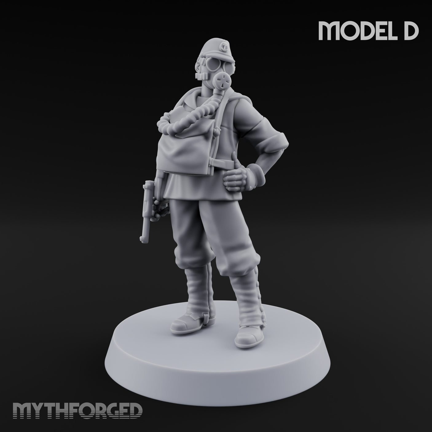 Weird War Gas Masked Gunning Japanese Troopers Miniature for Dungeons and Dragons, Pathfinder or other TTRPGs