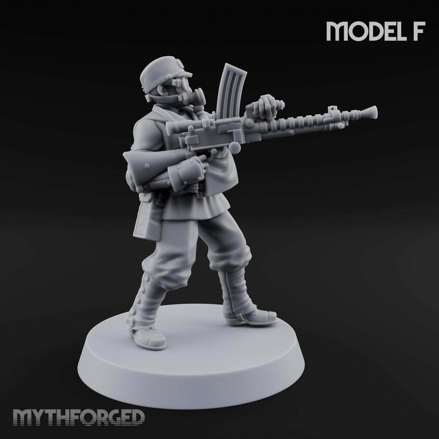 Weird War Gas Masked Gunning Japanese Troopers Miniature for Dungeons and Dragons, Pathfinder or other TTRPGs